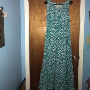 Long blue/white sleeveless dress